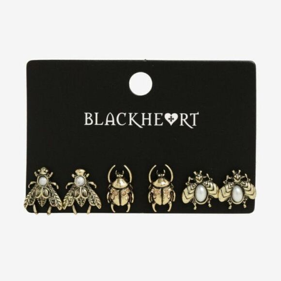 Blackheart Antique Style Bronze Insect Earring set - Picture 2 of 2